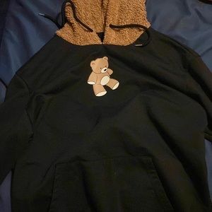 Black teddy bear ROMWE hoodie
